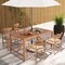 Natural Acacia Wood Patio Table 55 Inch Slatted Umbrella Hole 4-6 Person Outdoor
